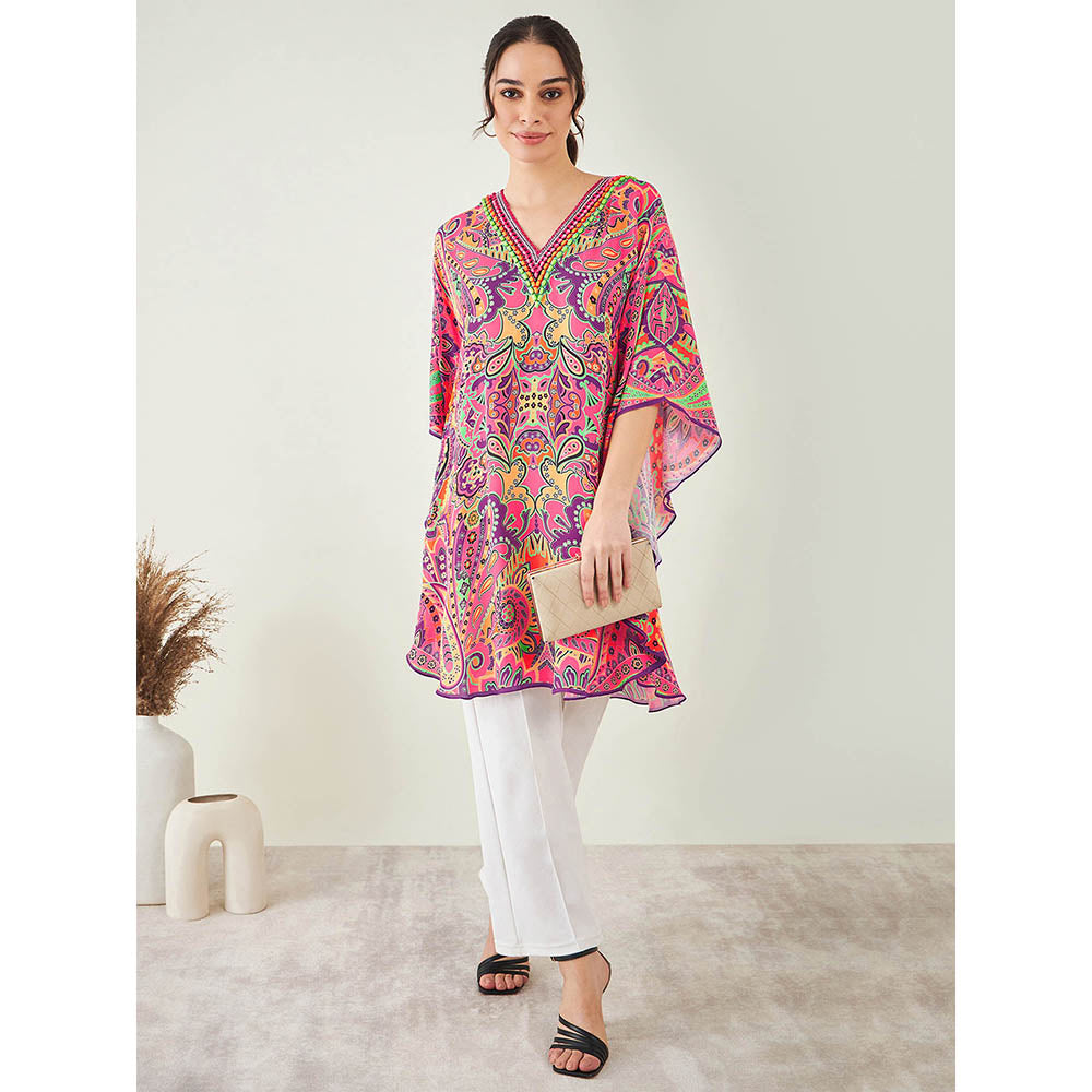First Resort by Ramola Bachchan Rose Pink and Yellow Paisley Tunic