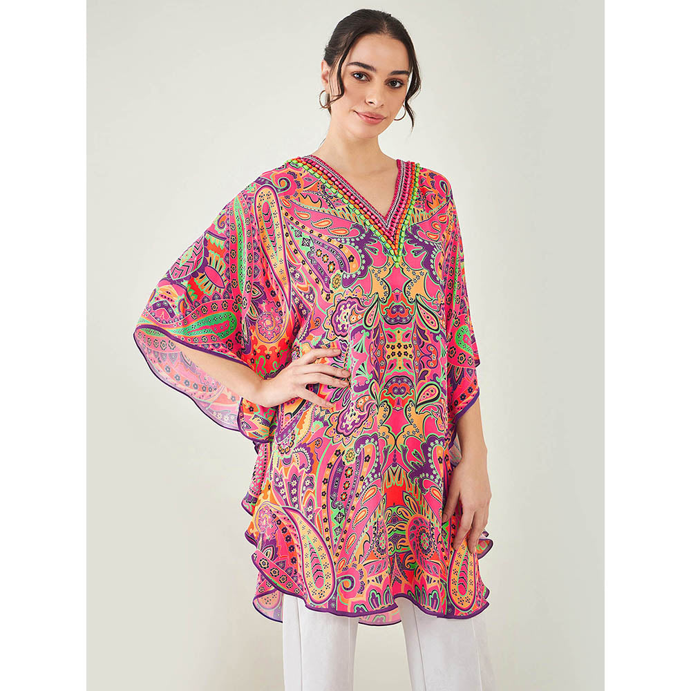 First Resort by Ramola Bachchan Rose Pink and Yellow Paisley Tunic