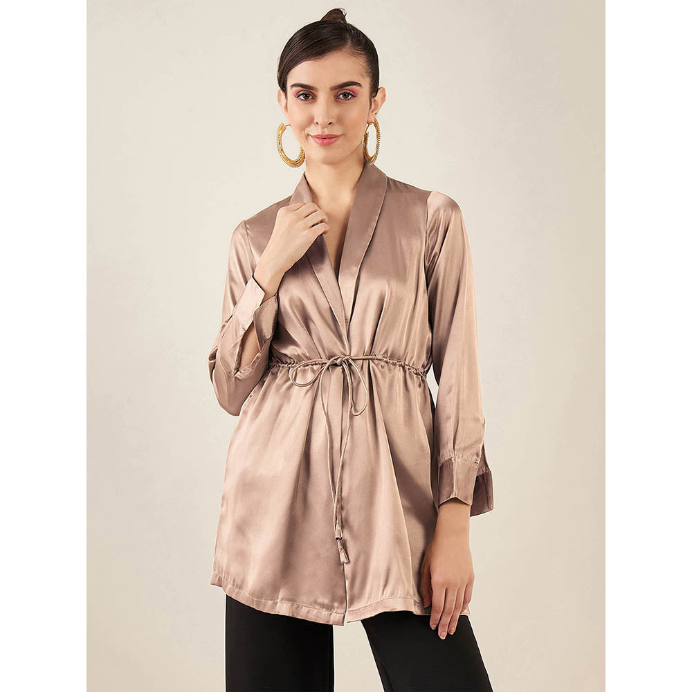First Resort by Ramola Bachchan Hazel Brown Semi-Formal Embellished Satin Tunic