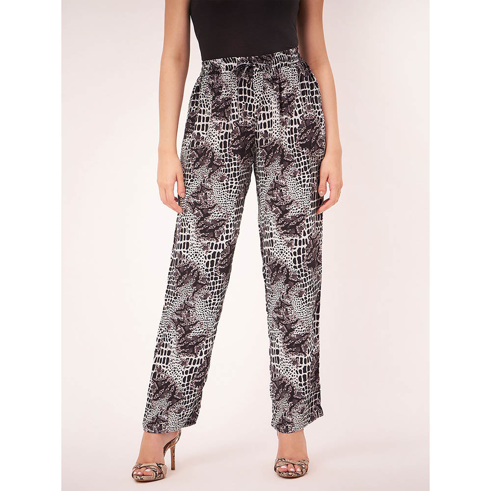 First Resort by Ramola Bachchan Black and White Baroque Animal Print Pant