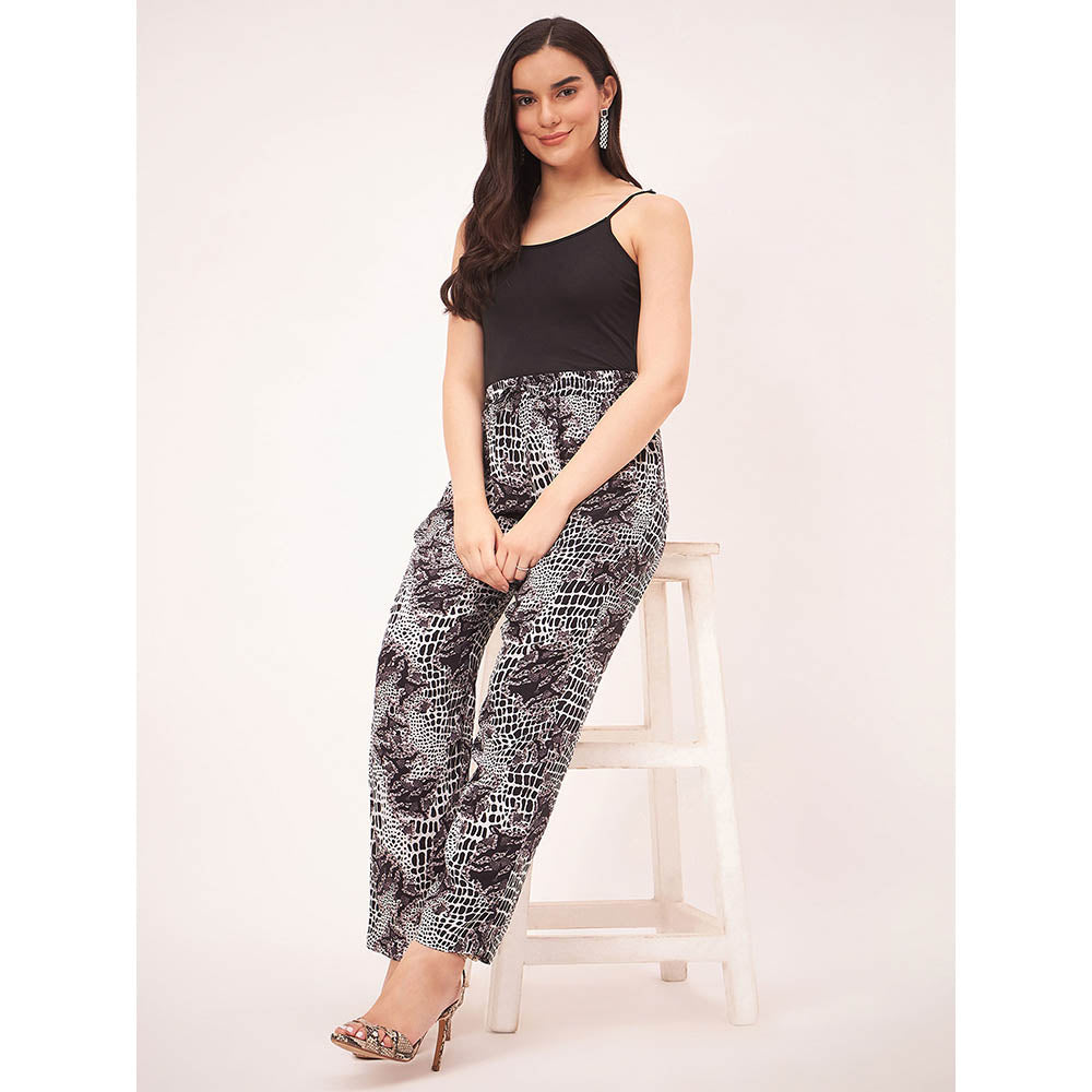 First Resort by Ramola Bachchan Black and White Baroque Animal Print Pant