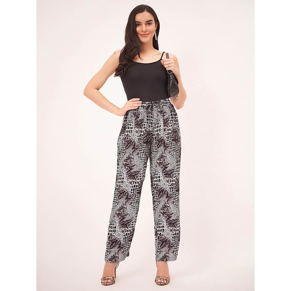 First Resort by Ramola Bachchan Black and White Baroque Animal Print Pant