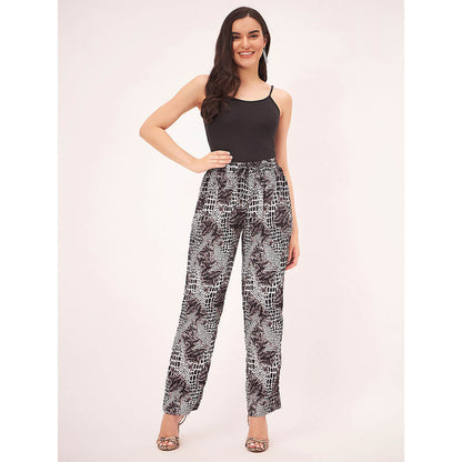 First Resort by Ramola Bachchan Black and White Baroque Animal Print Pant