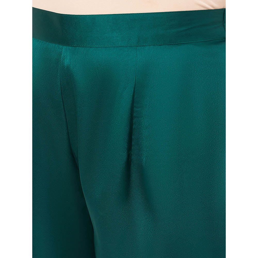 First Resort by Ramola Bachchan Teal Satin Straight Pant