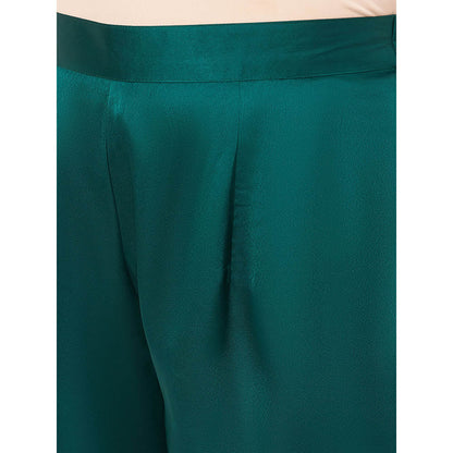 First Resort by Ramola Bachchan Teal Satin Straight Pant
