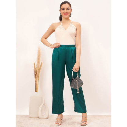 First Resort by Ramola Bachchan Teal Satin Straight Pant