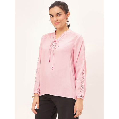 First Resort by Ramola Bachchan Pink Blouson Top