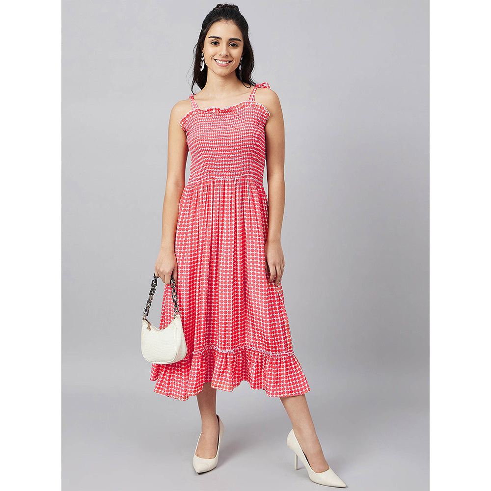 First Resort by Ramola Bachchan Red Smocked Sun Dress