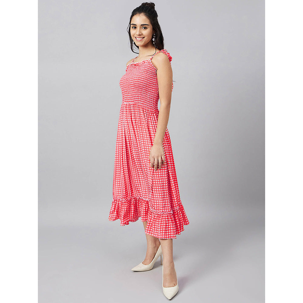First Resort by Ramola Bachchan Red Smocked Sun Dress