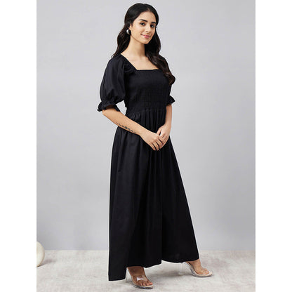 First Resort by Ramola Bachchan Black Smocked Maxi Dress