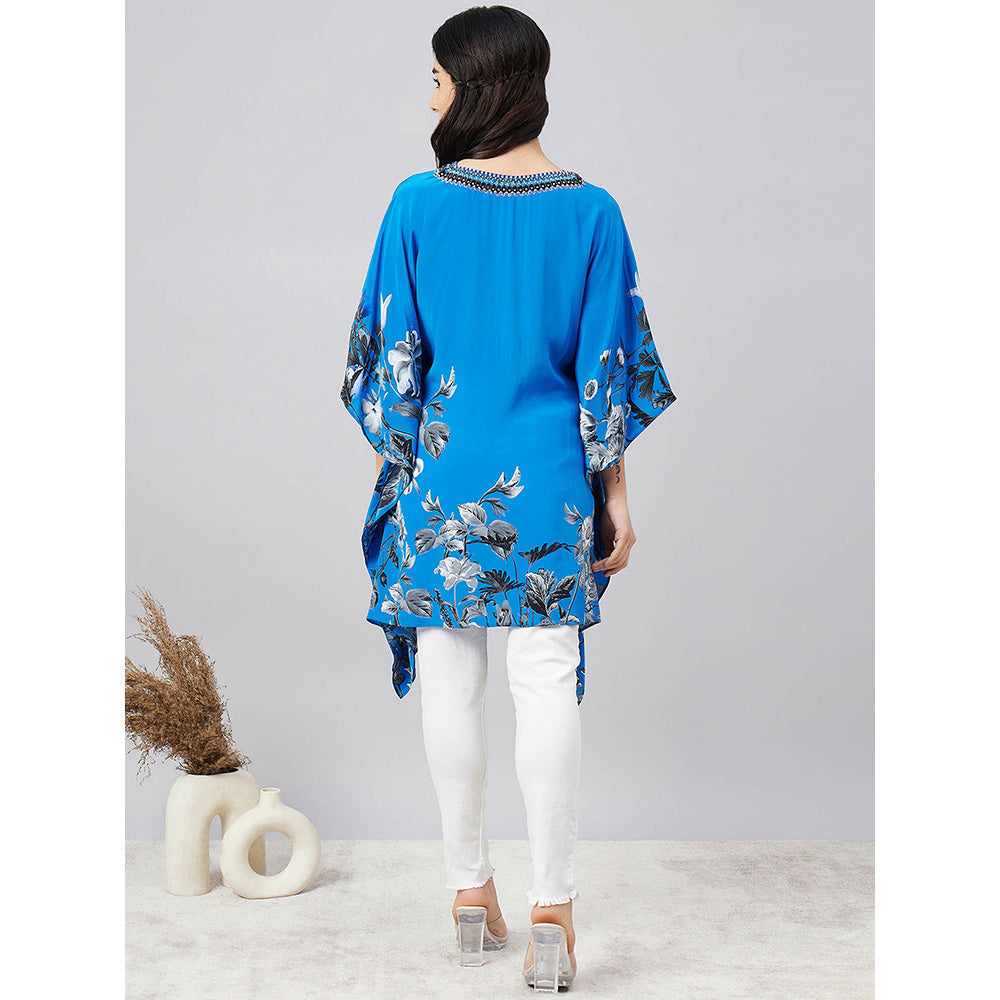 First Resort by Ramola Bachchan Azure Floral Kaftan Top