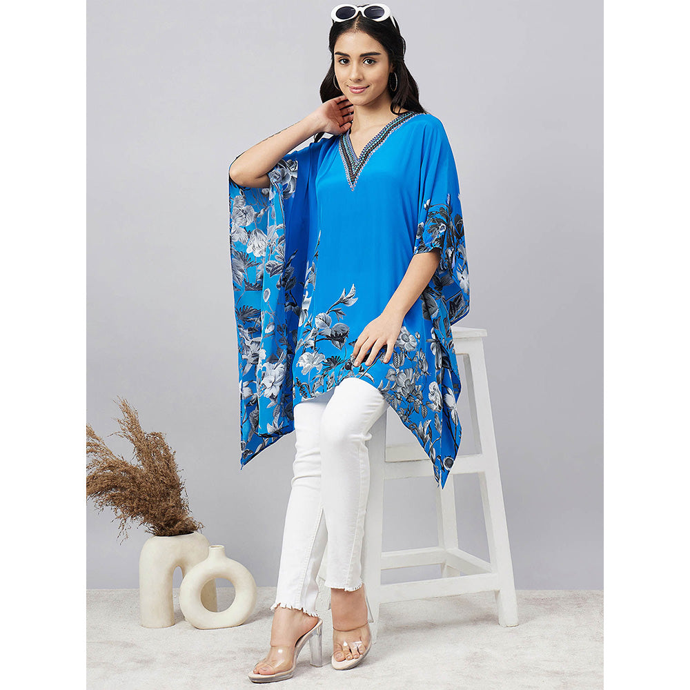 First Resort by Ramola Bachchan Azure Floral Kaftan Top