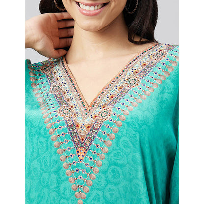 First Resort by Ramola Bachchan Green Pearl Kaftan Dress