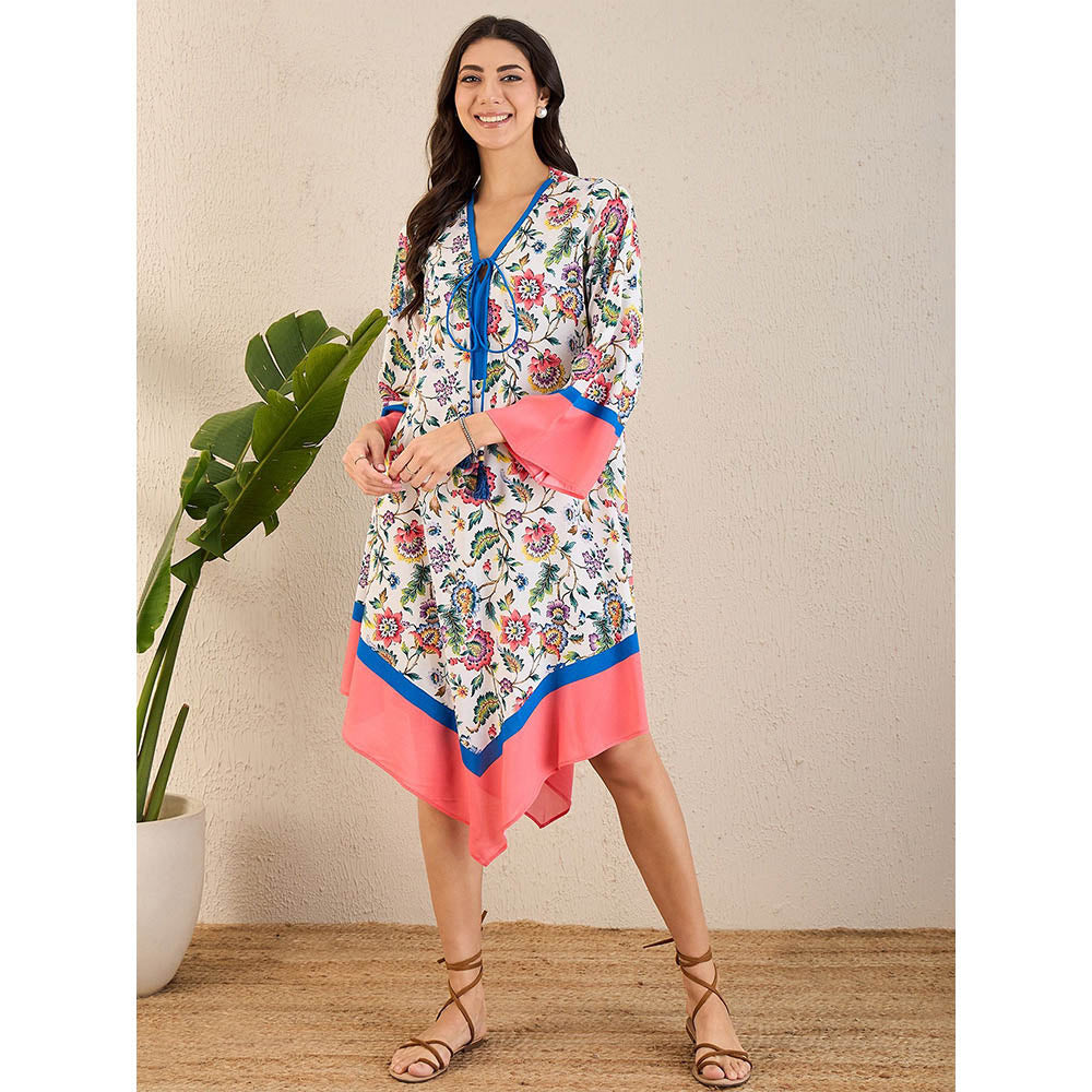 First Resort by Ramola Bachchan White Flower Printed A-Lined Tunic Dress
