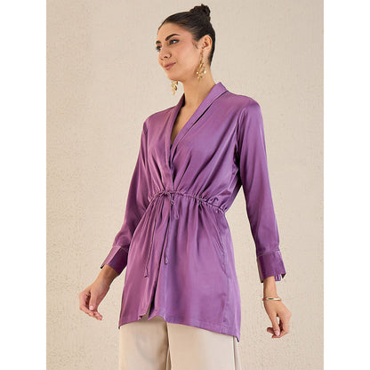 First Resort by Ramola Bachchan Lilac Semi-Formal Embellished Satin Top