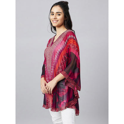First Resort by Ramola Bachchan Red Embellished Floral Tunic