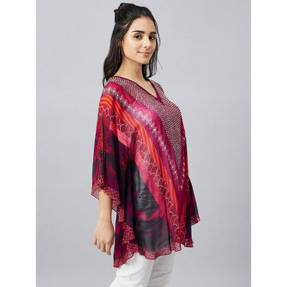 First Resort by Ramola Bachchan Red Embellished Floral Tunic