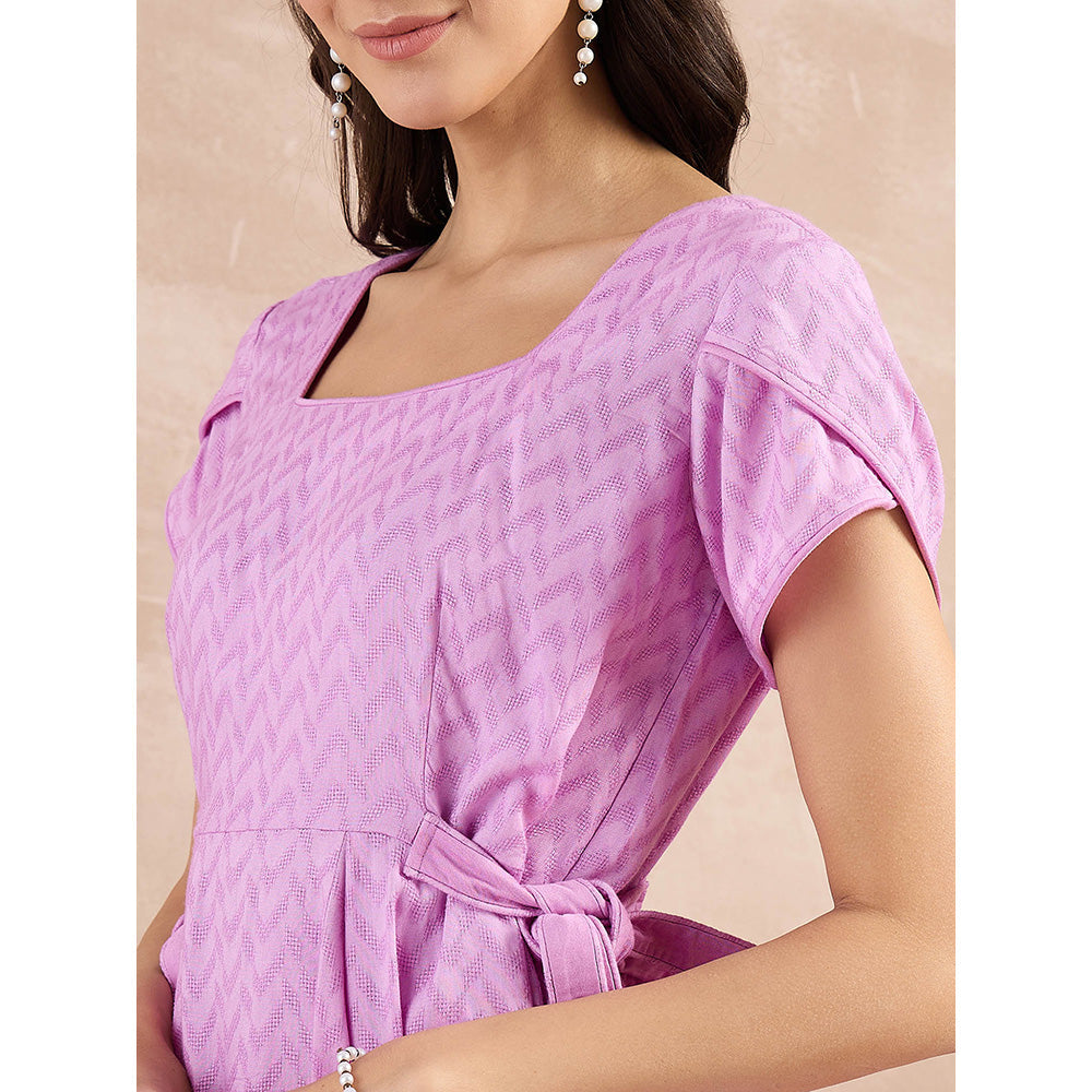 First Resort by Ramola Bachchan Purple Herringbone Side Strap Short Dress