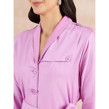 First Resort by Ramola Bachchan Purple Herringbone Trench Dress With Belt (Set of 2)