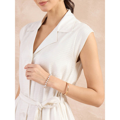 First Resort by Ramola Bachchan Off-White Herringbone Trench Dress With Belt (Set of 2)