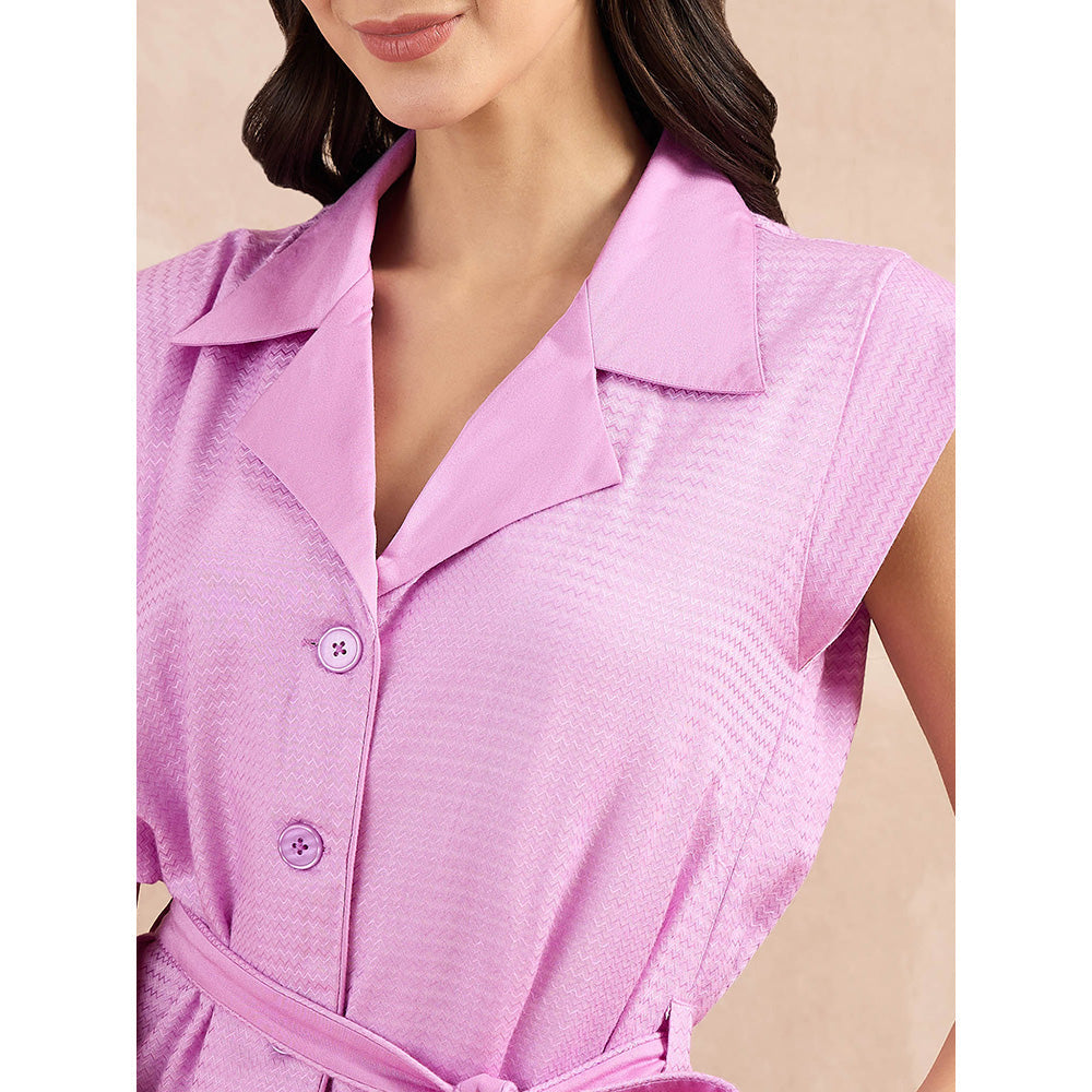 First Resort by Ramola Bachchan Sky Blue Herringbone Trench Dress With Belt (Set of 2)