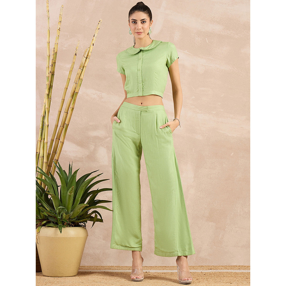 First Resort by Ramola Bachchan Pastel Green Flared Trouser