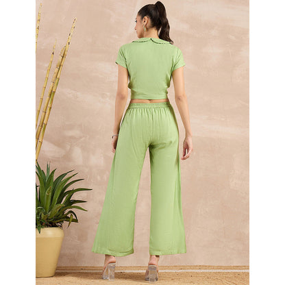 First Resort by Ramola Bachchan Pastel Green Flared Trouser