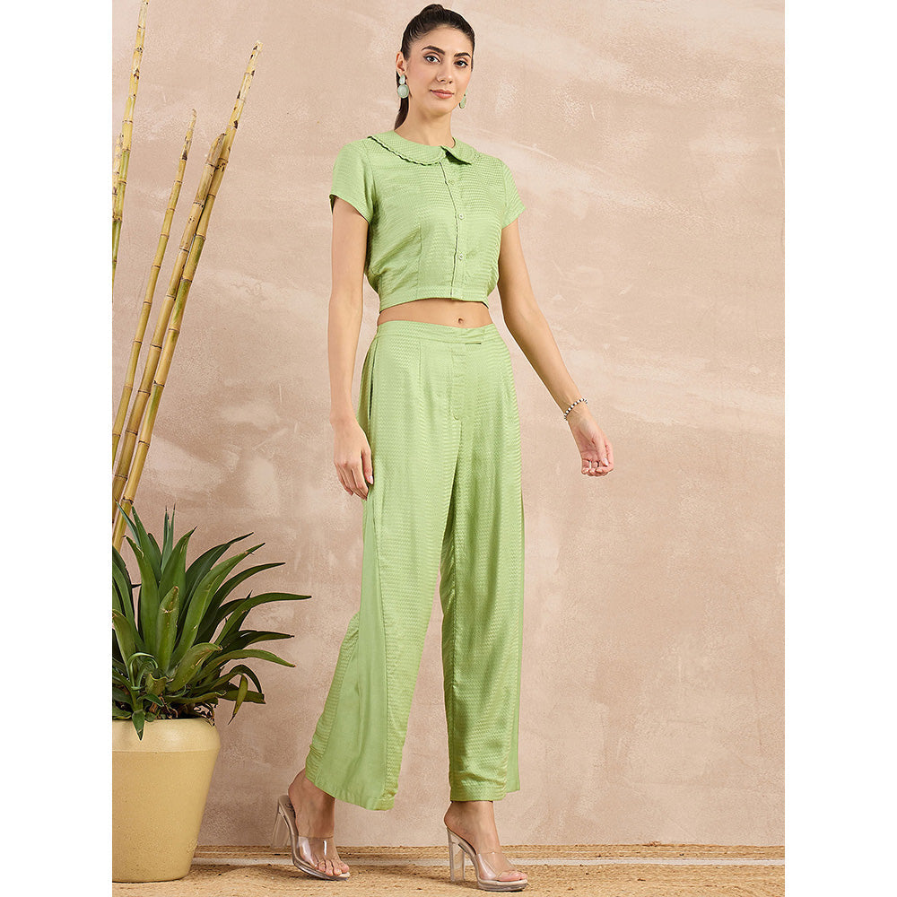 First Resort by Ramola Bachchan Pastel Green Flared Trouser