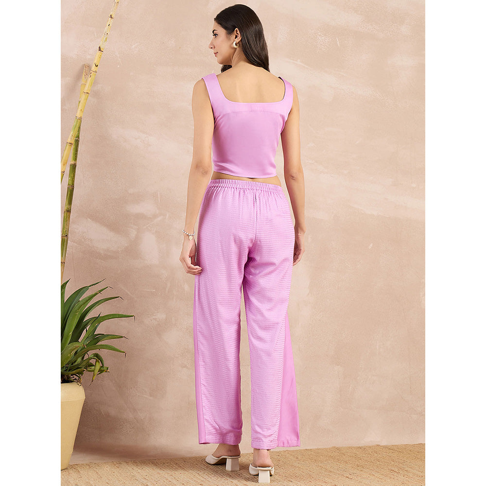 First Resort by Ramola Bachchan Purple Button Flared Trouser