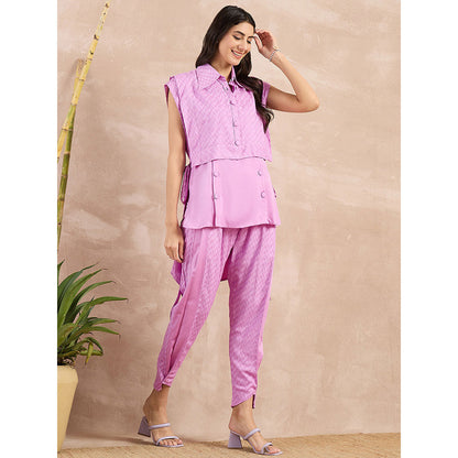 First Resort by Ramola Bachchan Purple High-Low Sleeveless Co-Ord (Set of 3)