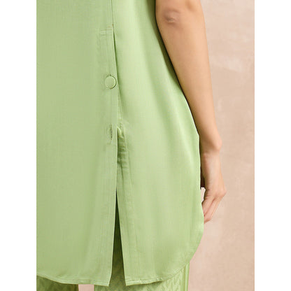 First Resort by Ramola Bachchan Pastel Green High-Low Sleeveless Top with Pant (Set of 2)