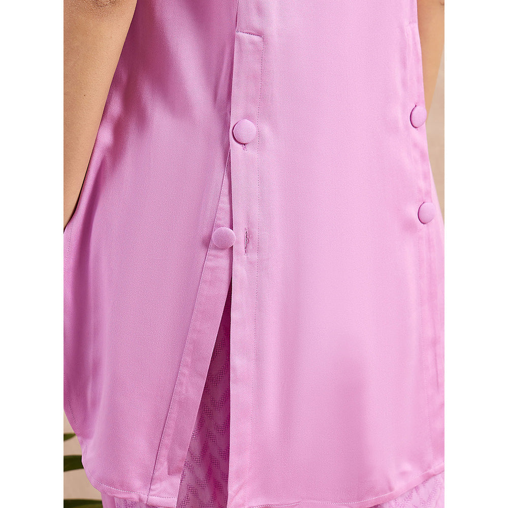First Resort by Ramola Bachchan Purple High-Low Sleeveless Top with Pant (Set of 2)