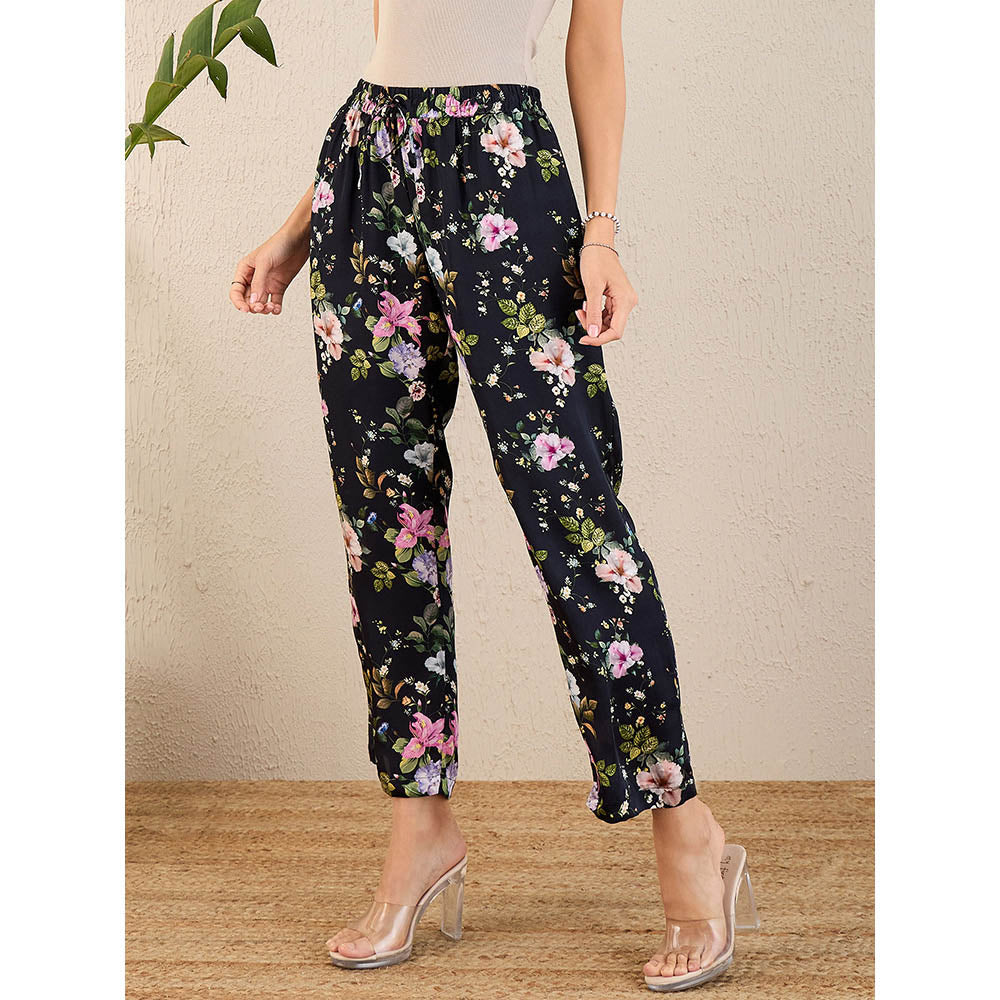First Resort by Ramola Bachchan Black And Pink Garden Print Sleeveless Co-Ord (Set of 2)