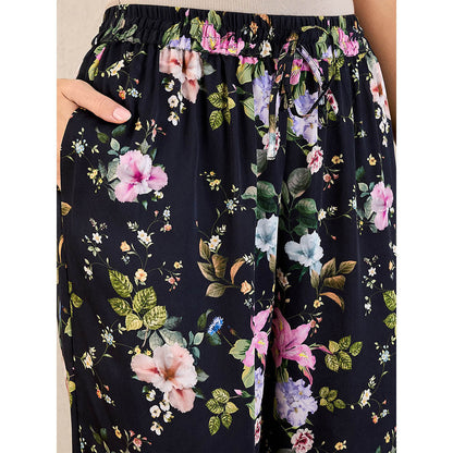 First Resort by Ramola Bachchan Black And Pink Garden Print Sleeveless Co-Ord (Set of 2)