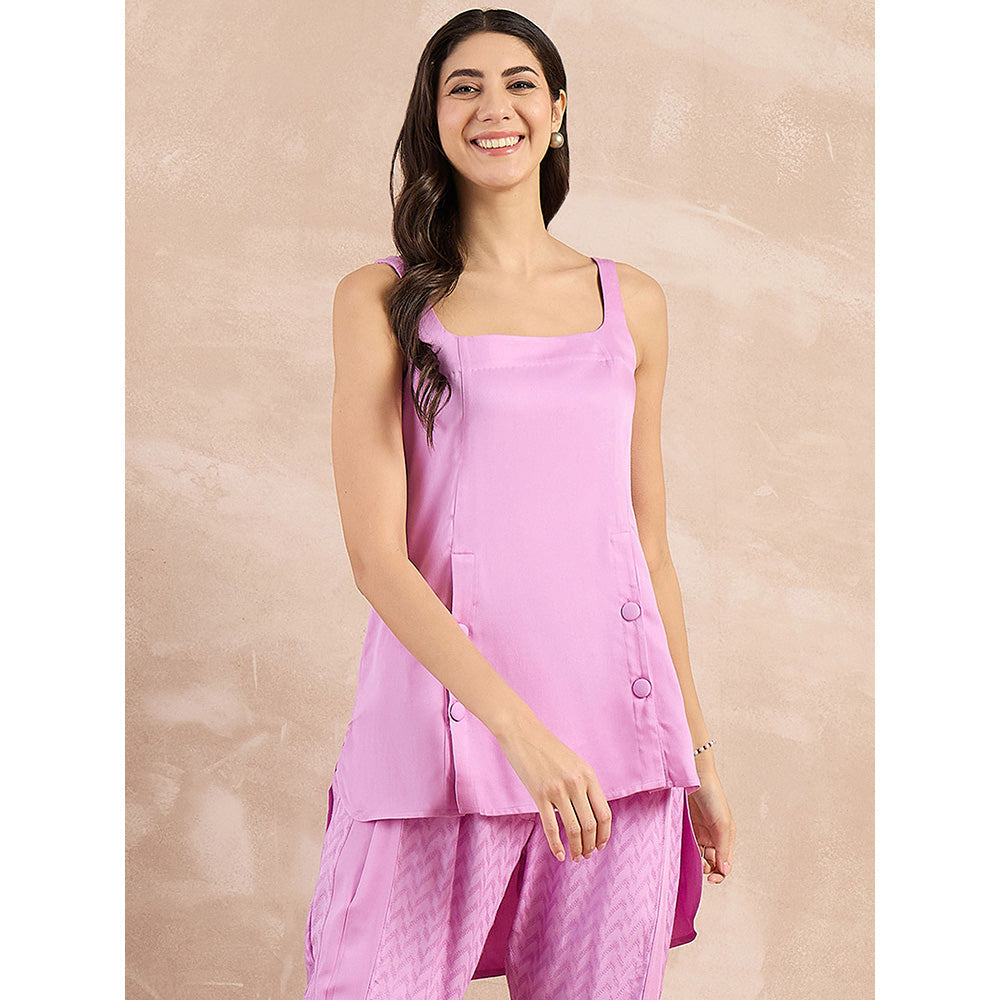 First Resort by Ramola Bachchan Purple High-Low Sleeveless Top