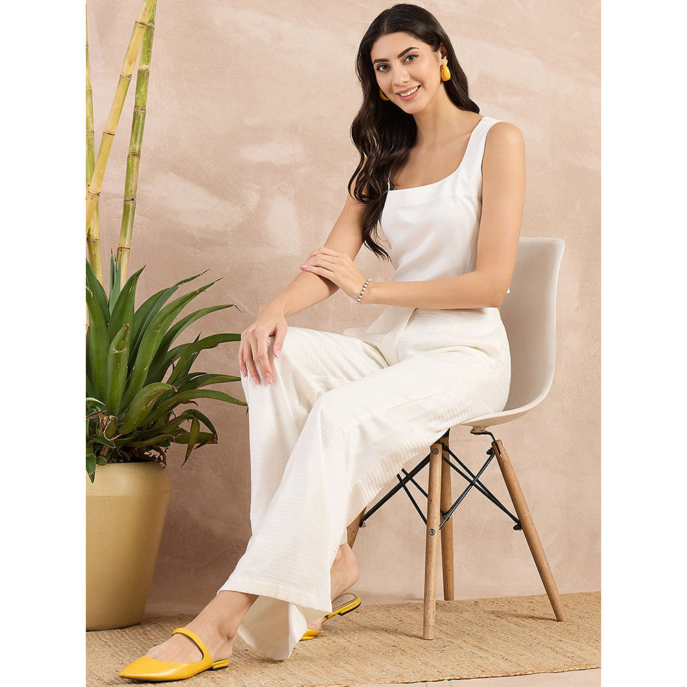 First Resort by Ramola Bachchan White Buttoned Camisole Crop Top