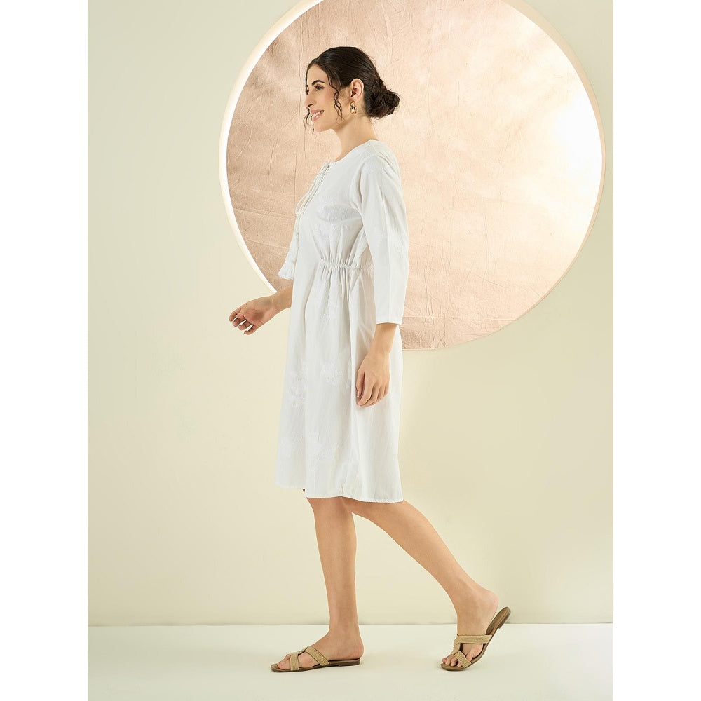 First Resort by Ramola Bachchan White Cross Stitch Dress