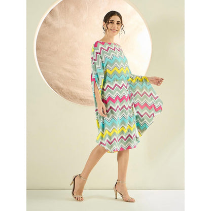 First Resort by Ramola Bachchan Blue and Pink Chevron Midi Dress (Set of 2)