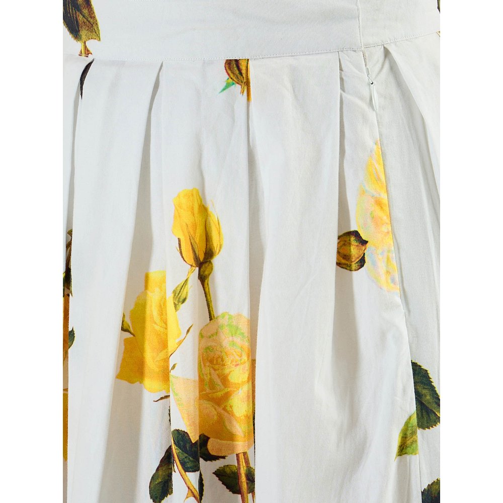 First Resort by Ramola Bachchan White And Yellow Floral Long Skirt