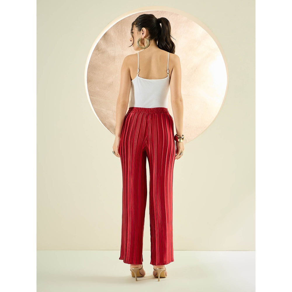 First Resort by Ramola Bachchan Venetian Red Box Pleated Palazzo