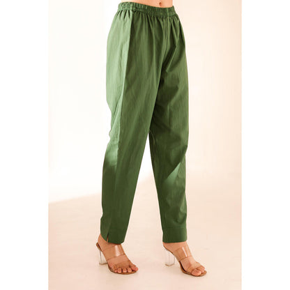 Firann By Shaheen Green Anarkali with Pant and Dupatta (Set of 3)