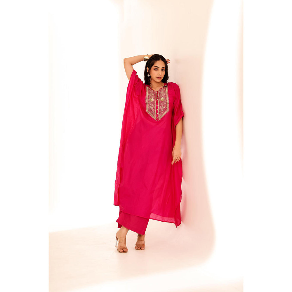 Firann By Shaheen Pink Kaftan with Pant (Set of 2)
