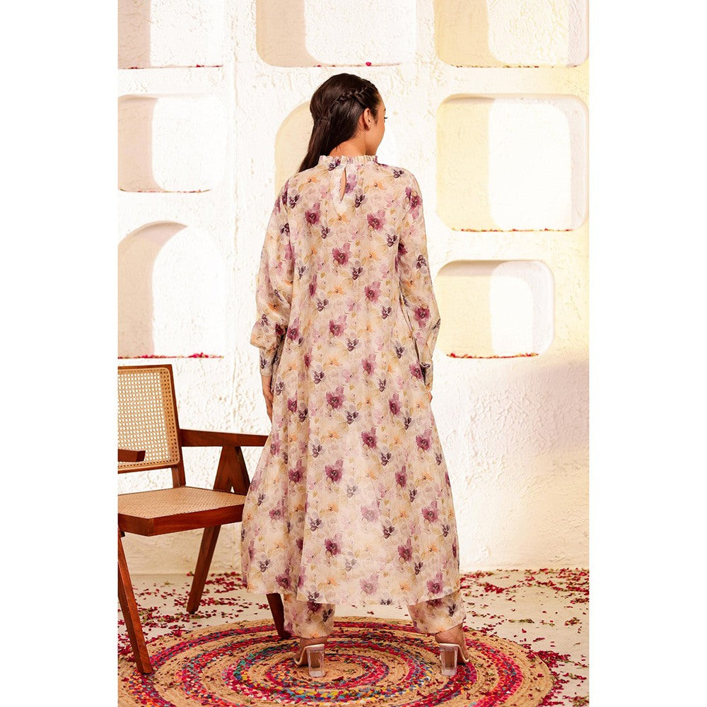 Firann By Shaheen Beige Kurta with Pant (Set of 2)