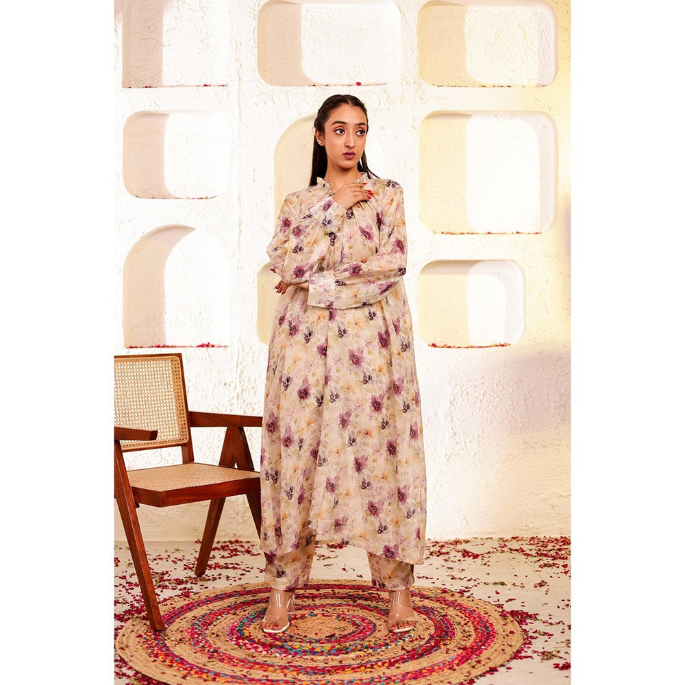 Firann By Shaheen Beige Kurta with Pant (Set of 2)