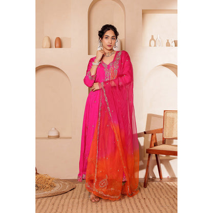 Firann By Shaheen Pink Kurta with Palazzo and Dupatta (Set of 3)