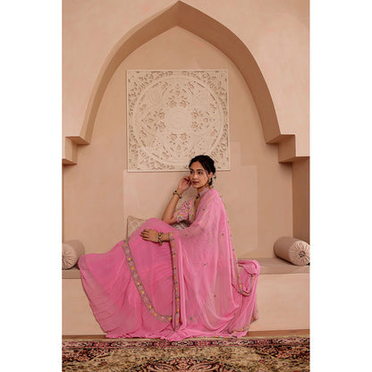 Firann By Shaheen Pink Lehenga with Blouse and Dupatta (Set of 3)
