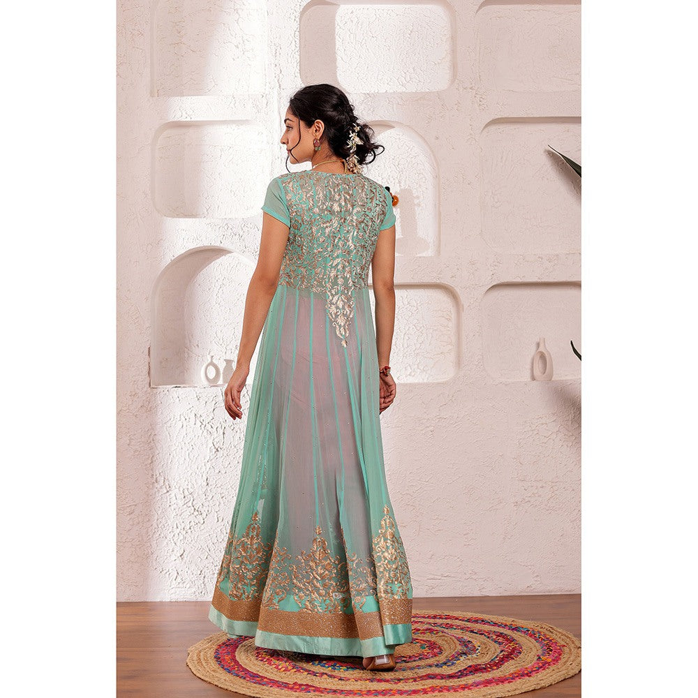 Firann By Shaheen Blue Kurta with Dhoti (Set of 2)