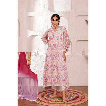 Firann By Shaheen White Kurta with Pant and Dupatta (Set of 3)