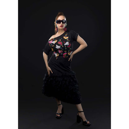 Firki by Sweta Black Tokyo Twilight Co-Ord (Set of 2)