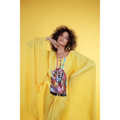 Firki by Sweta Yellow Asha Top with Skirt (Set of 2)